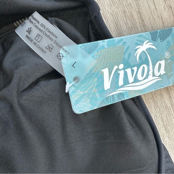 New Women’s Bikini Set Swimsuit High Waisted Tummy Control Large Black 2 Piece - Picture 4 of 6